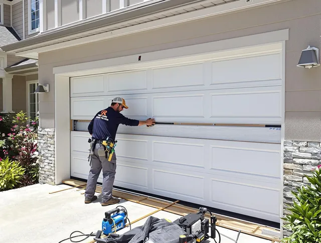 Gainesville Garage Door Repair team performing complete garage door replacement at Gainesville residence