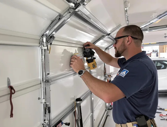 Gainesville Garage Door Repair technician quieting a noisy garage door in Gainesville
