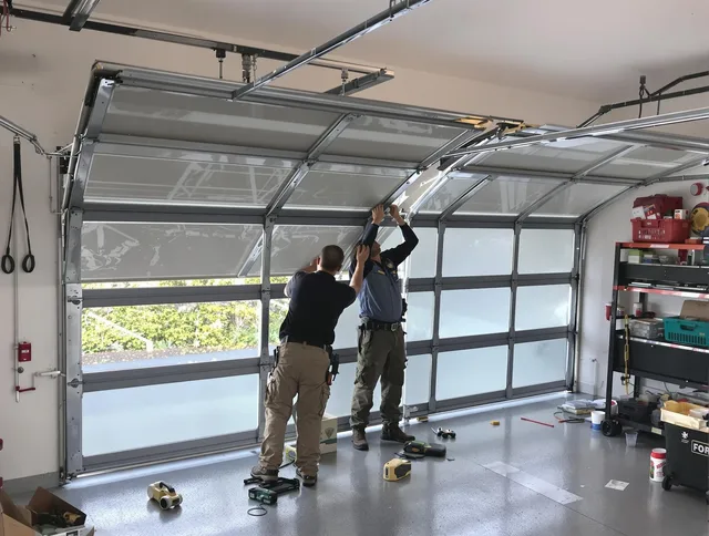 Gainesville Garage Door Repair expert performing precise panel replacement on Gainesville garage door